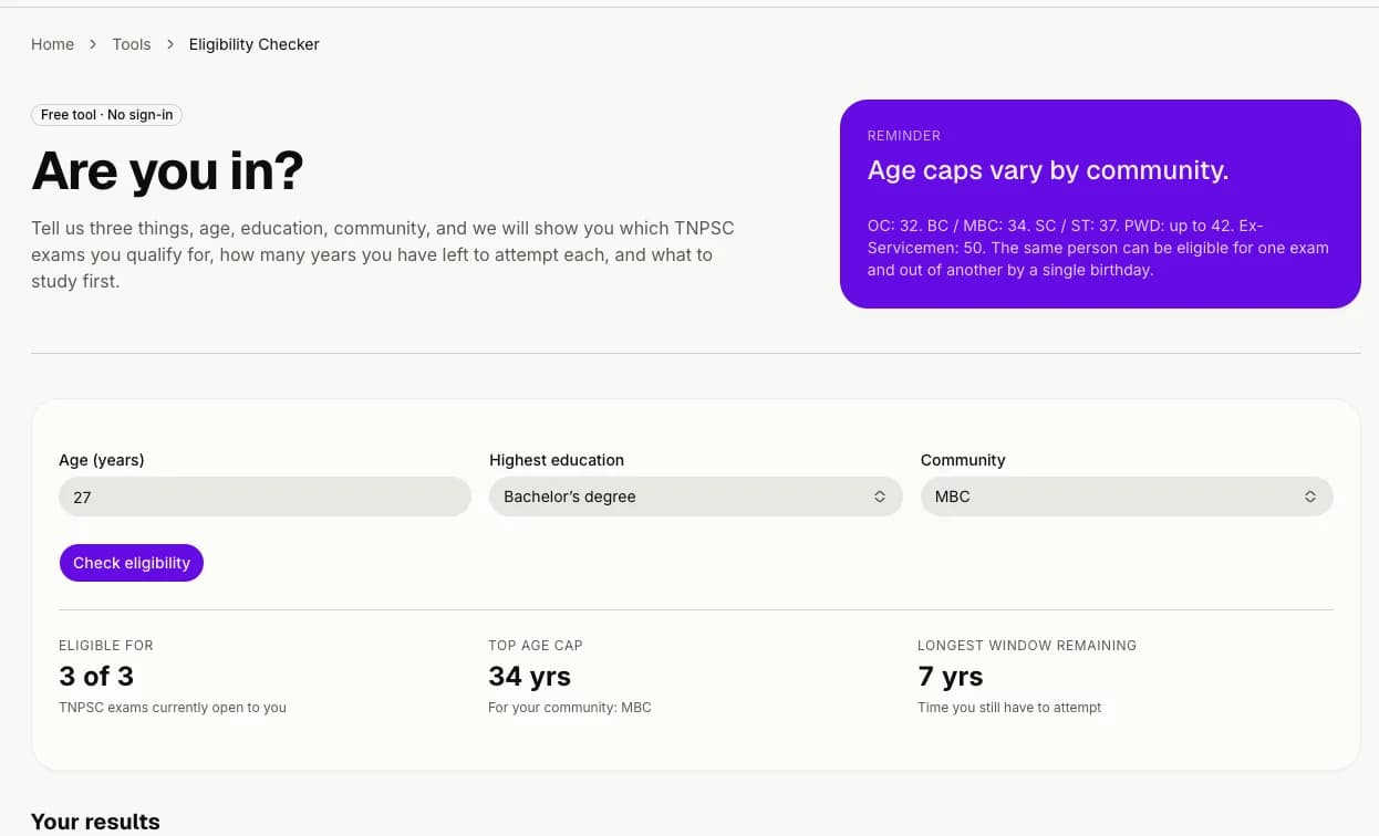 Eligibility checker in superprep